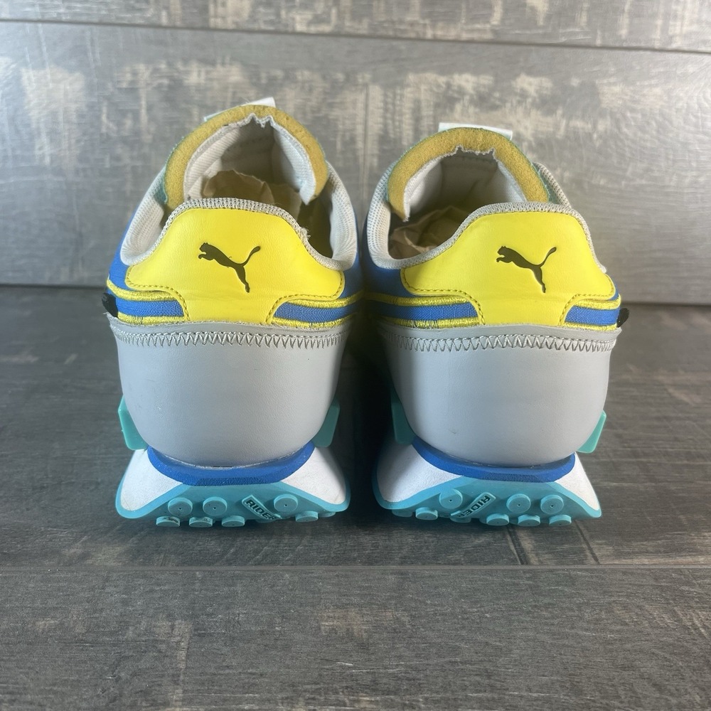 Puma Retro Runner Sneakers Colorblock Blue Yellow Black Mens 9.5 - Picture 4 of 12